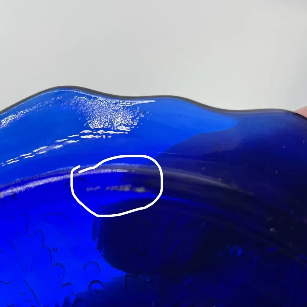 Vintage Cobalt‎ Blue Princess Pattern Depression Glass Candy Dish LID READ